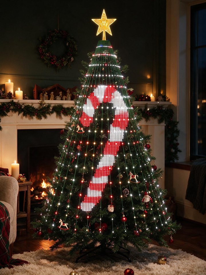 Yulora tree showing a Candy Cane picture