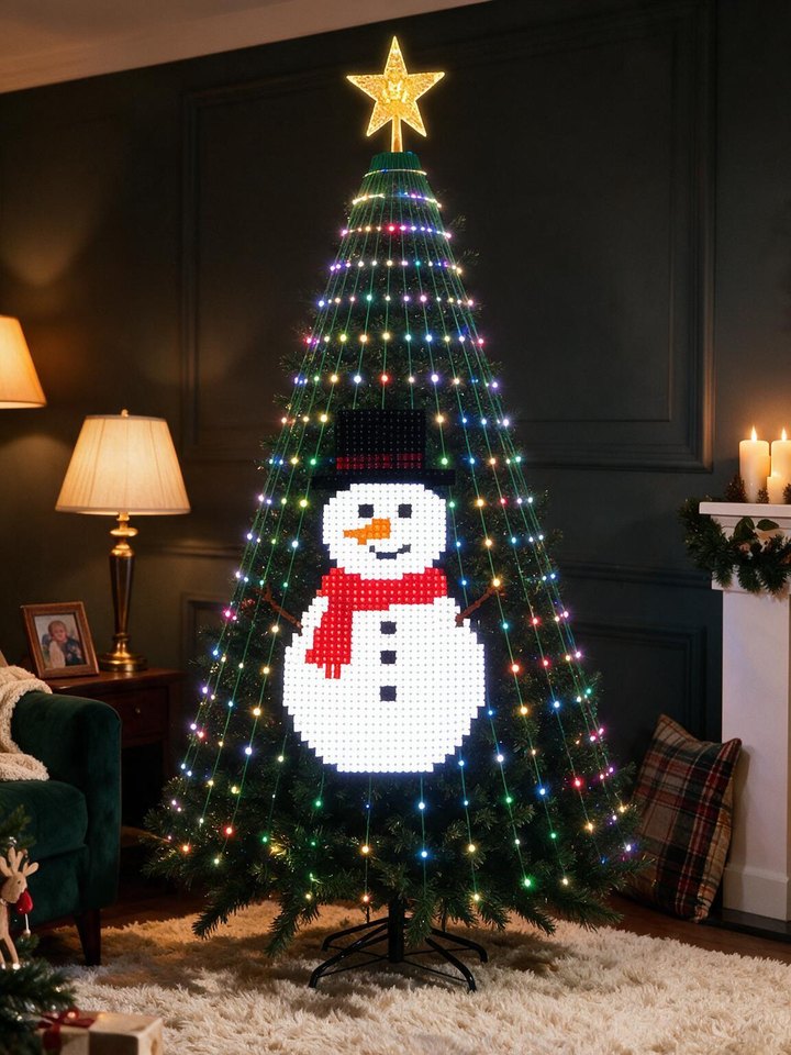 Yulora tree showing a Snowman picture